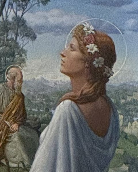 St. Cecilia from the reredos, looking upward